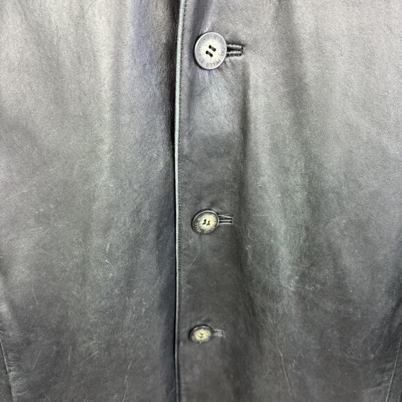 Wilsons Leather Pelle Studio Black Long Sleeve Button Front Coat Mens Sz 3XLT - Picture 3 of 16